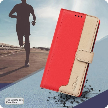 Чохол-книжка Color Matching RFID Anti-theft Leather для iPhone 16e - червоний