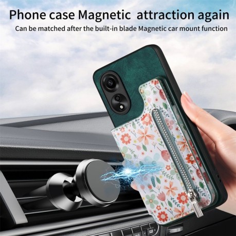 Протиударний чохол Retro Cross Wristband Wallet Leather для OPPO A78 4G - зелений