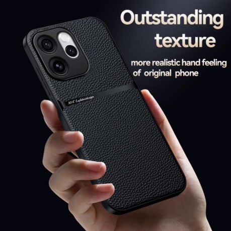 Чохол Litchi Leather Magnetic Full Coverage Shockproof на OPPO Reno15 F 5G — зелений