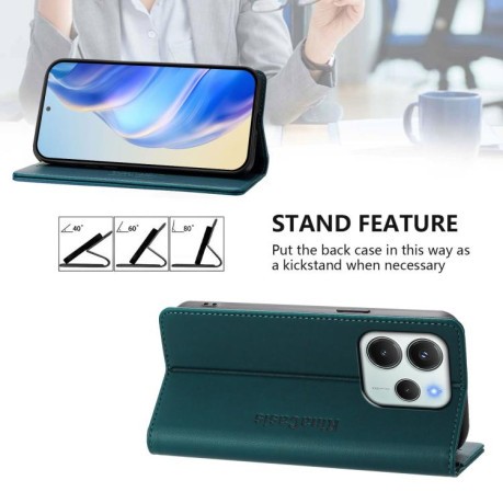 Чехол-книжка RC01 Dual-Folded Magnetic Suction RFID Leather на Xiaomi Redmi Note 14 4G 164.84mm  - зеленый