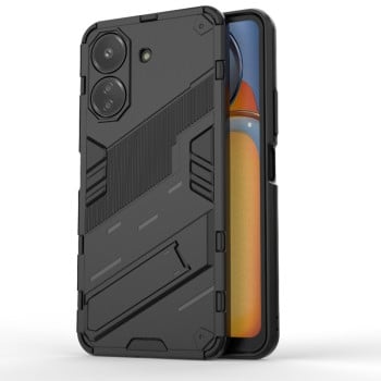 Противоударный чехол Punk Armor с подставкой на Xiaomi Redmi 13C 4G Global/Poco C65 - черный