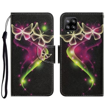 Чехол-книжка Coloured Drawing Pattern для Samsung Galaxy M32/A22 4G - Couple Butterfly