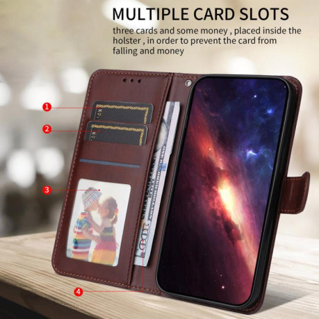 Чехол-книжка Stitching Calf Texture для Xiaomi Redmi Turbo 4 Pro / Xiaomi Poco F7 - коричневый