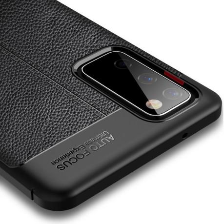 Противоударный чехол Litchi Texture на Samsung Galaxy S20 FE - черный
