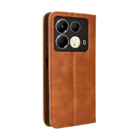 Чехол-книжка Magnetic Buckle Retro Crazy Horse Texture на Infinix Note 40 4G - коричневый