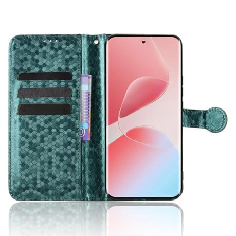 Чехол-книжка с фактурой Honeycomb Dot и магнитным хлястиком на Infinix Hot 60 Pro+ 4G - зеленый