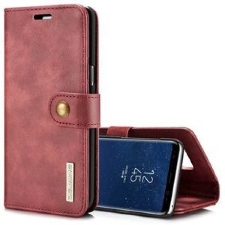 Кожаный чехол- книжка DG.MING Crazy Horse Texture на Samsung Galaxy S8/G950- винно-красный