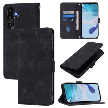 Чехол-книжка Skin-feel Embossed для на Samsung Galaxy M16 5G  - черный