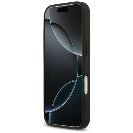 Оригинальный чехол Guess Grained Flowers Classic Logo с MagSafe на iPhone 17 Pro - black