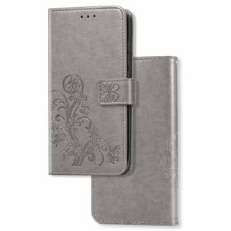 Чехол-книжка Lucky Clover Pressed Flowers Pattern на Samsung Galaxy A51 - серый