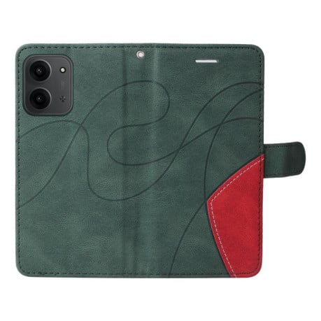 Чохол-книжка Dual-color Splicing Flip Leather на Xiaomi Redmi 15C 4G EU / 15C 5G 173.1mm - зелений