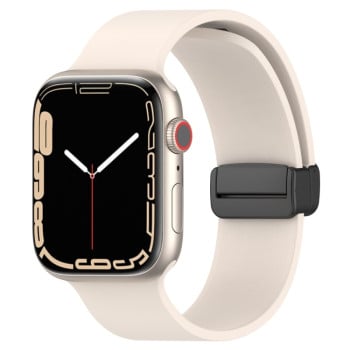 Силіконовий ремінець Magnetic Black Buckle Smooth для Apple Watch 10 46mm/Ultra 49mm / Series 8/7 45mm / 44mm / 42mm /42mm - світло-рожевий