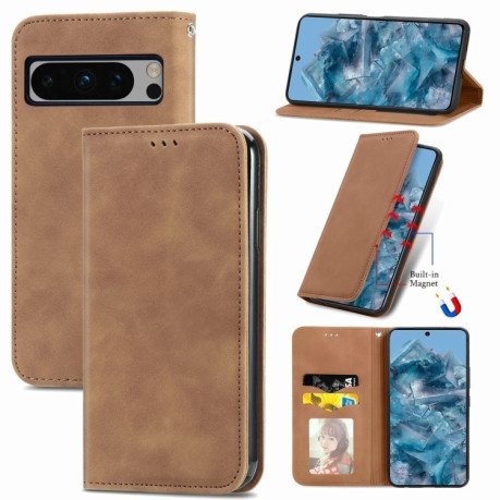 Чехол-книжка Retro Skin Feel Business Magnetic для Google Pixel 8a - коричневый