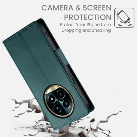Чехол-книжка Side Buckle Magnetic Frosted Leather для Realme 13 Pro / 13 Pro+ Global - зеленый
