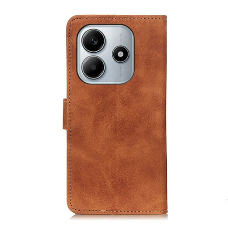 Чехол-книжка KHAZNEH Cowhide Texture на Xiaomi Redmi Note 14 4G - коричневый