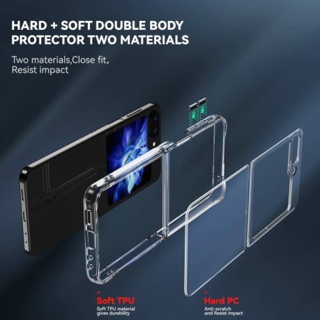 Противоударный чехол Airbag Series для Samsung Galaxy Flip 5 - прозрачный