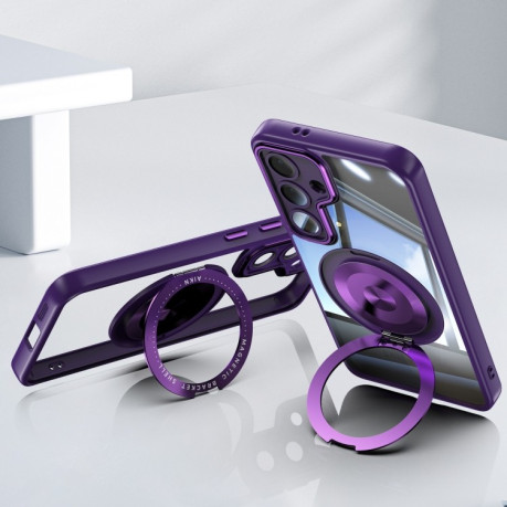 Противоударный чехол MagSafe Acrylic Hybrid для Samsung Galaxy S25 5G - фиолетовый