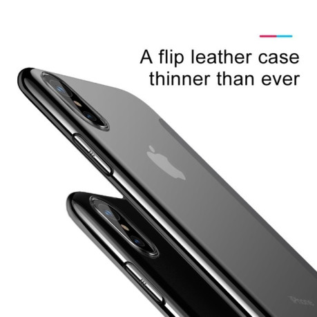 Чохол книжка Baseus Visible and Touchable Tempered Glass Case на iPhone XS Max-прозоро-чорний