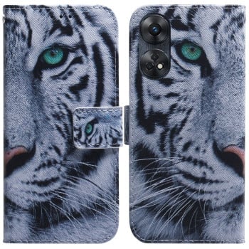 Чехол-книжка Coloured Drawing для OPPO Reno8 T 4G - Tiger