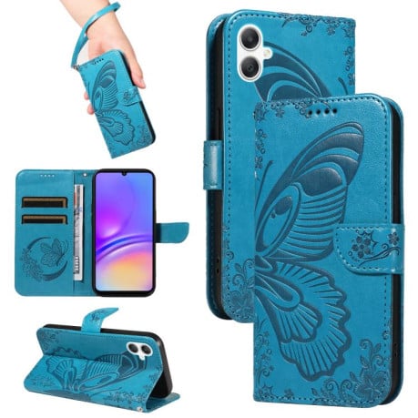 Чехол-книжка Swallowtail Butterfly Embossed Leather на Samsung Galaxy A07 5G - синий