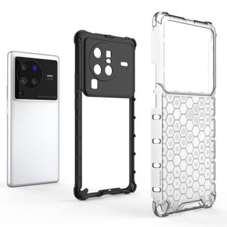 Противоударный чехол Honeycomb на Vivo X80 Pro 5G - черный