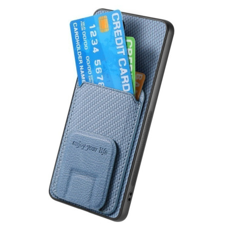 Противоударный чехол Carbon Fiber Card Bag для Xiaomi  Redmi Note 14 Pro+ 5G - синий