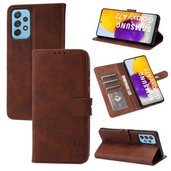 Чехол-книжка Happy Cat Pattern для Samsung Galaxy A33 5G - коричневый