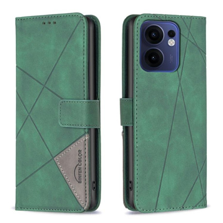 Чехол-книжка Rhombus Texture для OPPO Reno13 F/Reno13 FS - зеленый
