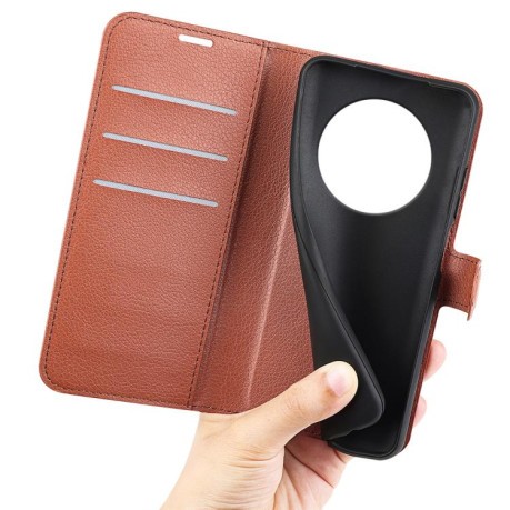 Чохол-книжка Litchi Texture Horizontal Flip Leather на Realme 14 Pro+ - коричневий