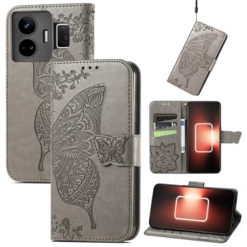 Чехол-книжка Butterfly Love Flower Embossed на Realme GT Neo 5 5G / GT3 5G - серый
