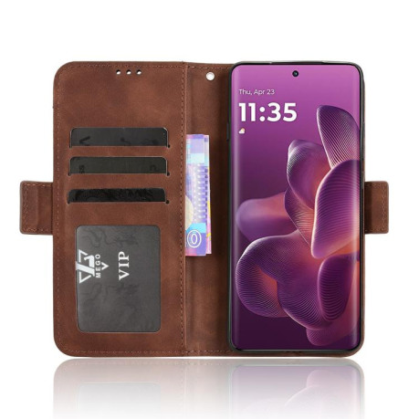 Чехол-книжка Skin Feel Calf на Motorola Edge 60 Pro - коричневый
