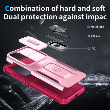 Протиударний чохол Sliding Camshield для Samsung Galaxy S24 FE 5G - Pink + Rose Red