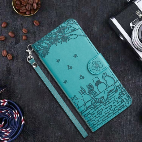 Чохол-книжка Cat Embossing Pattern на iPhone 16e - синій