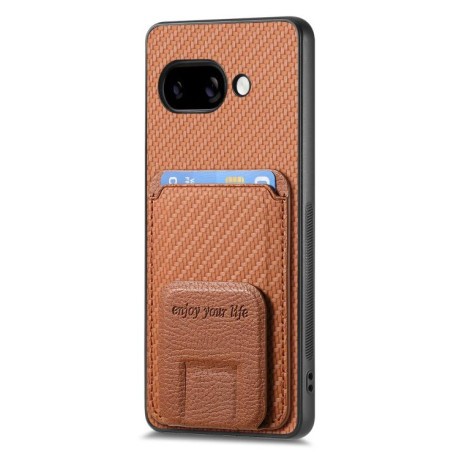 Протиударний чохол Carbon Fiber Card Bag для Google Pixel 9a - коричневий