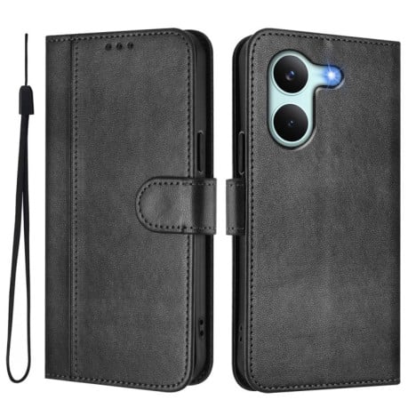 Чохол-книжка Line Splicing еко-шкіра Ретро на Xiaomi Redmi Turbo 5 5G Global / Poco X8 Pro 5G — чорний