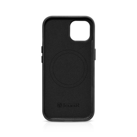 Шкіряний чохол iCarer Leather Oil Wax (MagSafe) для iPhone 15 Plus - чорний