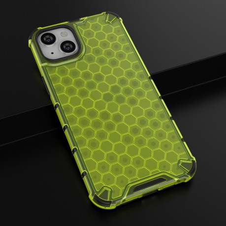 Противоударный чехол Honeycomb with Neck Lanyard для iPhone 14 Plus - зеленый