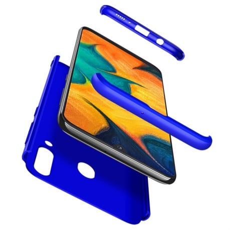 3D чехол GKK Three Stage Splicing Full Coverage на Samsung Galaxy A20 / A30- синий