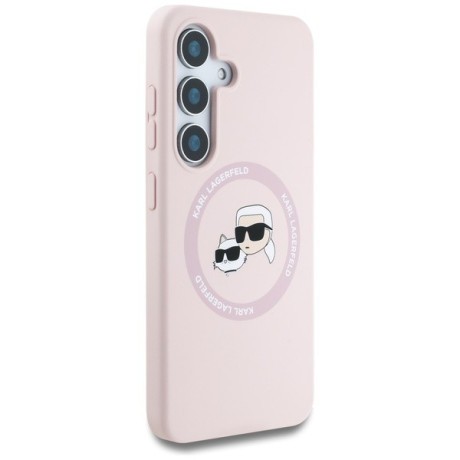 Оригінальний чохол Karl Lagerfeld Silicone Double Heads And Circle MagSafe для Samsung Galaxy S25 Plus - Pink