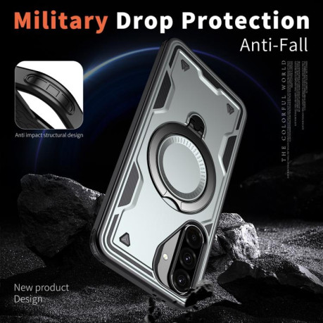 Противоударный чехол MagSafe Holder Armor PC Hybrid для Samsung Galaxy A56 5G - серый