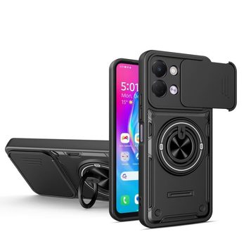 Протиударний чохол зі шторкою камери Sliding Camshield та кільцем-підставкою на Tecno Spark Go 3 / Pop 20 4G — чорний