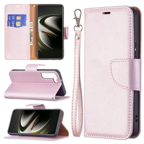 Чохол-книжка Litchi Texture Pure Color Samsung Galaxy S22 5G - рожеве золото