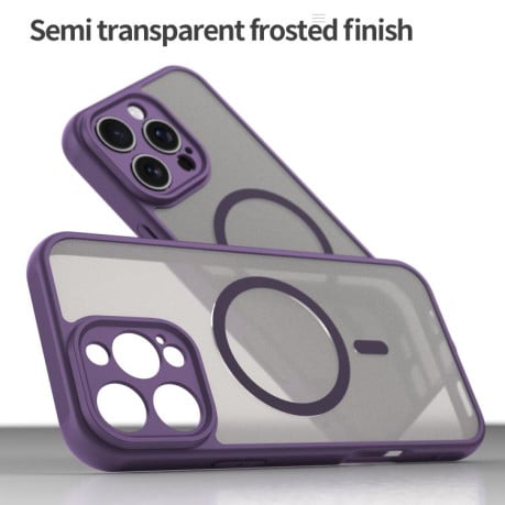 Противоударный чехол Fan Dun Series TPU Hybrid PC Frosted Magsafe для  iPhone 16e - фиолетовый