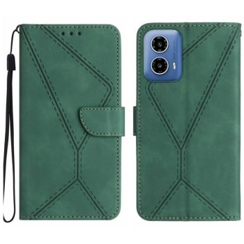 Чехол-книжка Stitching Embossed Leather для Motorola Moto G85 5G - зеленый