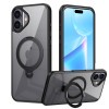 Ударозащитный чехол  Transparent MagSafe Magnetic Rotating Ring Holder на iPhone 16 Plus - черный