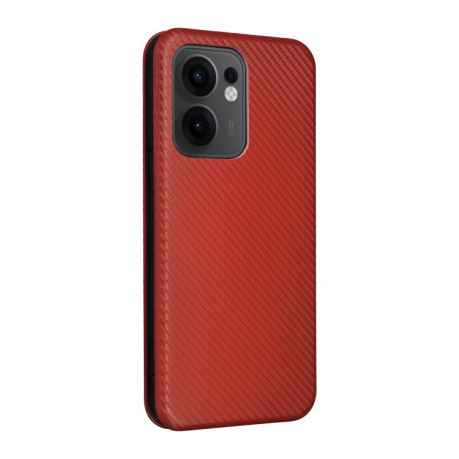 Чехол-книжка Carbon Fiber Texture на OPPO Reno13 F/Reno13 FS - коричневый