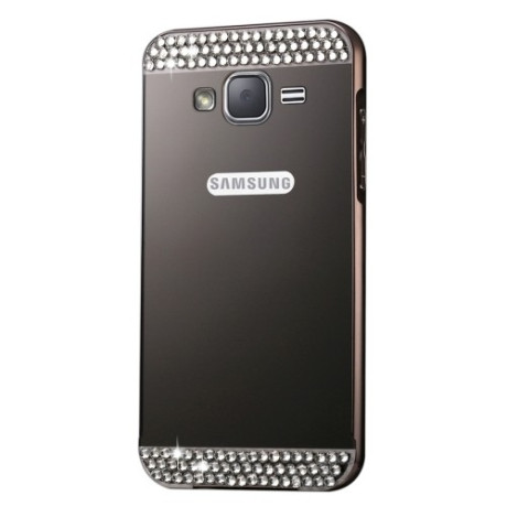Акриловая Накладка с металлическим Бампером Diamond Encrusted Black для Samsung Galaxy J5 (2016) / J510