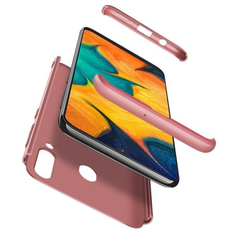 3D чехол GKK Three Stage Splicing Full Coverage на Samsung Galaxy A20 / A30- розовое золото