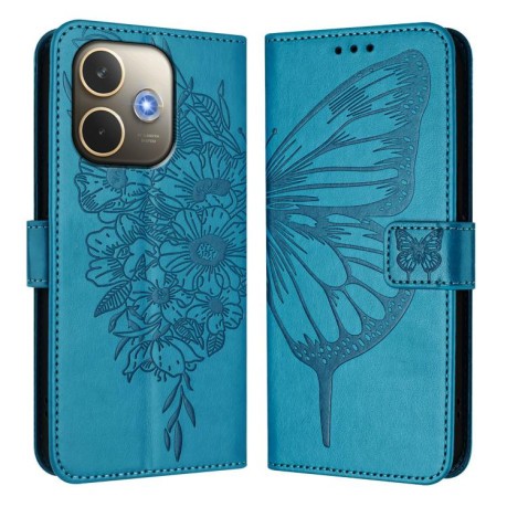Чехол-книжка Embossed Butterfly для OPPO A5 Pro 5G Global - синий