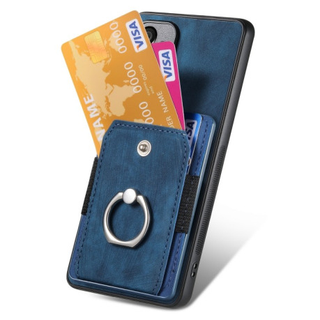 Чехол Retro Skin-feel Ring Card Wallet для Xiaomi Redmi Note 13 Pro 5G/Poco X6 5G - синий